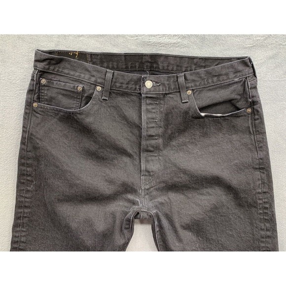 Levi's Strauss 501 Denim Jeans Men's Size 38X32 Black Button Fly Straight Dark - Picture 9 of 16